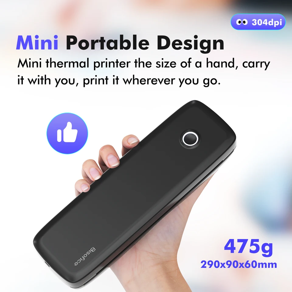 A4 Prenosná tlačiareň tepelného prenosu 304 DPI Wireless & USB Connect s mobilným počítačom 56 mm/77 mm/107 mm/210 mm/216 mm pre kanceláriu