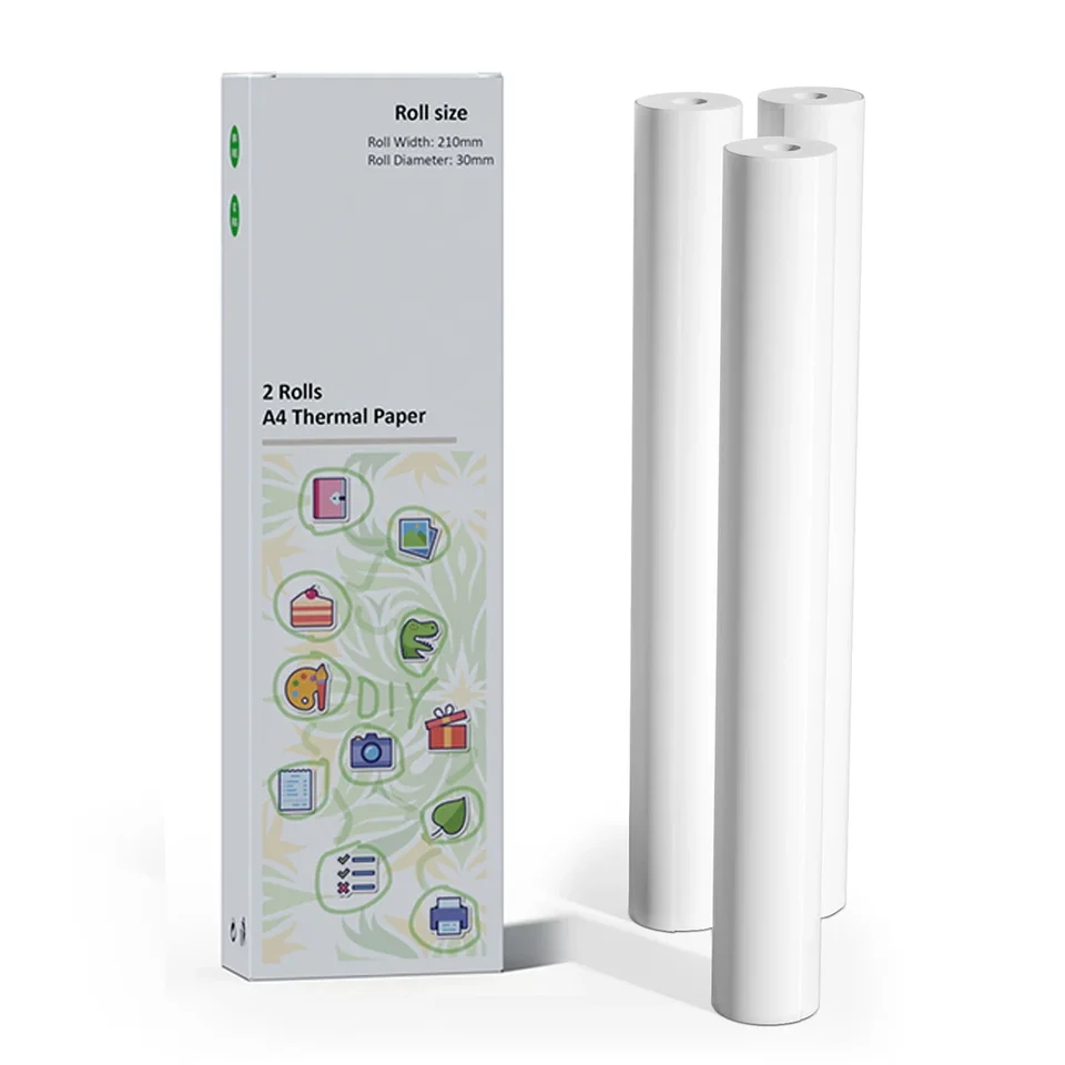 A4 Termálny papier Šírka 210 mm valcovacie papiere kompatibilné s tepelnými prenosnými tlačiarňami bez atramentu pre dokumenty Office Business Home