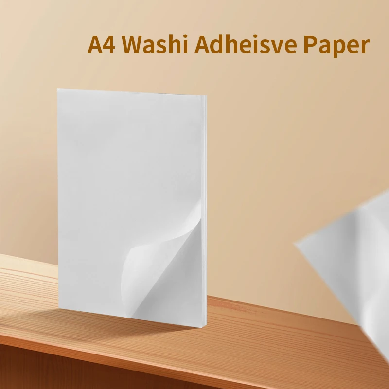 A4 Washi Paper Self-spadne ručný účt materiál Nálepka laserový atrament tlačiteľná priesvitná priesvitná DIY Japonský papier