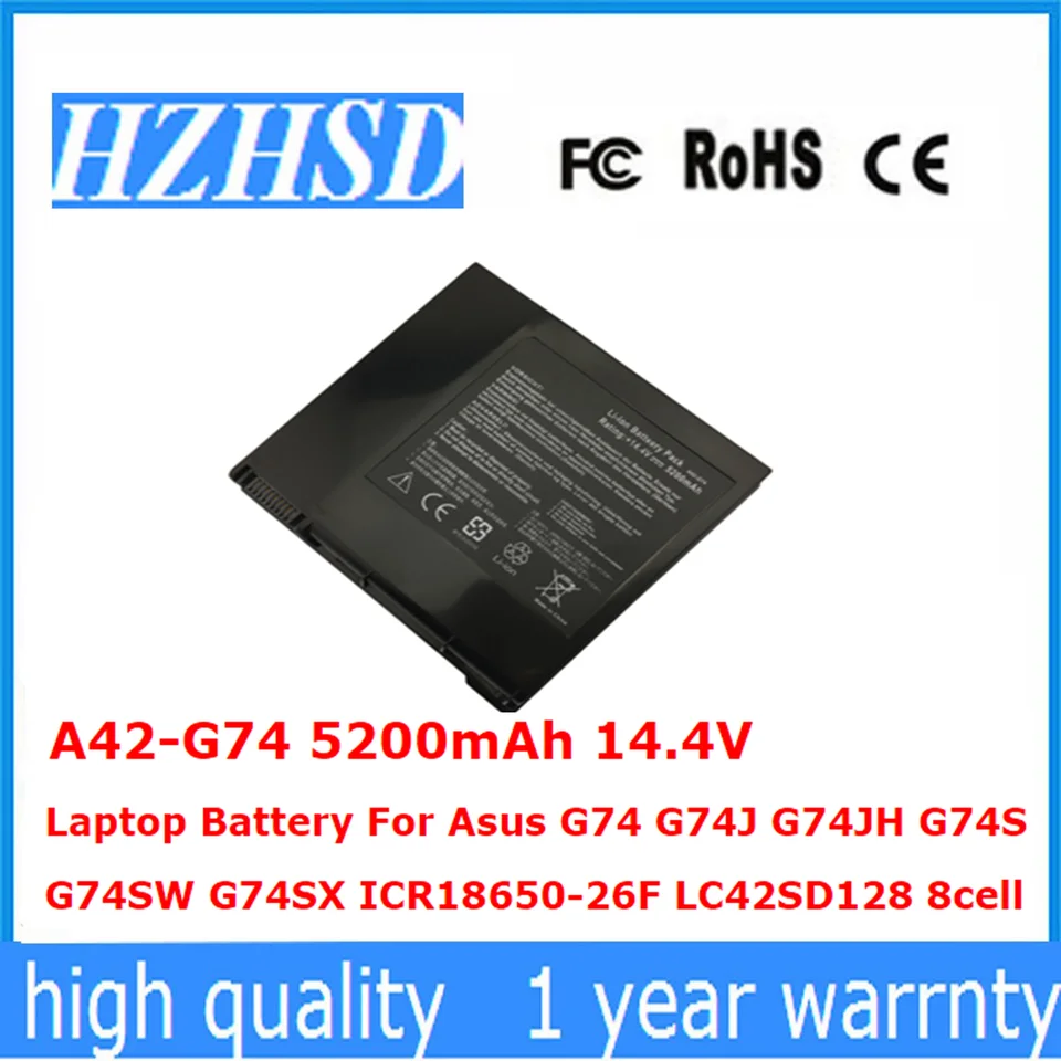 A42-G74 5200MAH 14,4V laptop batérie pre ASUS G74 G74J G74JH G74S G74SW G74SX ICR18650-26F LC42SD128 8CELL