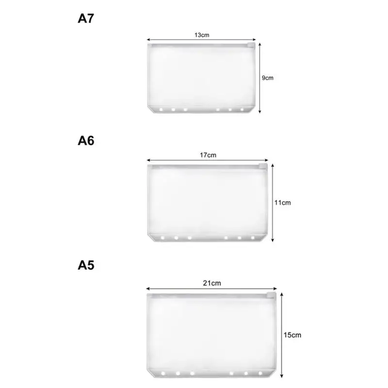 A5 A6 A7 Binder vreckety spojivo zips pre 6-krúžkové notebookové spojivo uvoľnené vložky listových vreciek Vodotesné vrecko