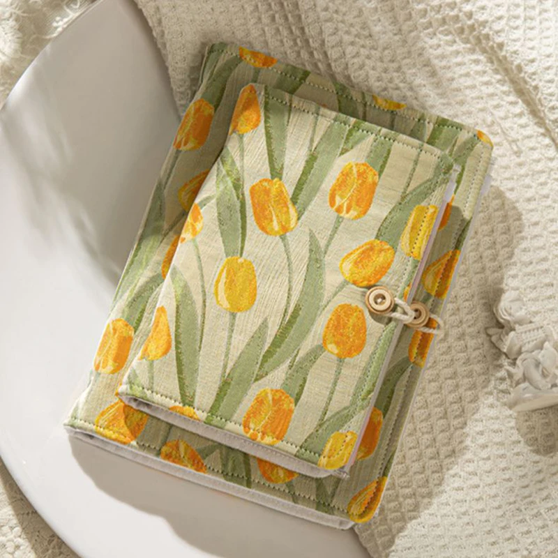 A5 A6 Tulip tkanina pokrýva voľný listový notebook kvetinové bavlnené kryty DIY Sketchbook Viazané krytie Študentské zásoby kancelárske potreby