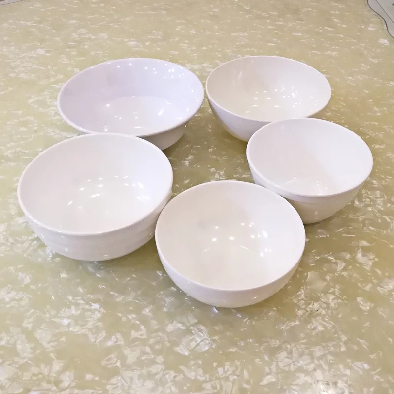A5 melamín biela okrúhla misa Imitácia porcelánové riadové riadenie misa hotel reštaurácia komerčný riadový riadok
