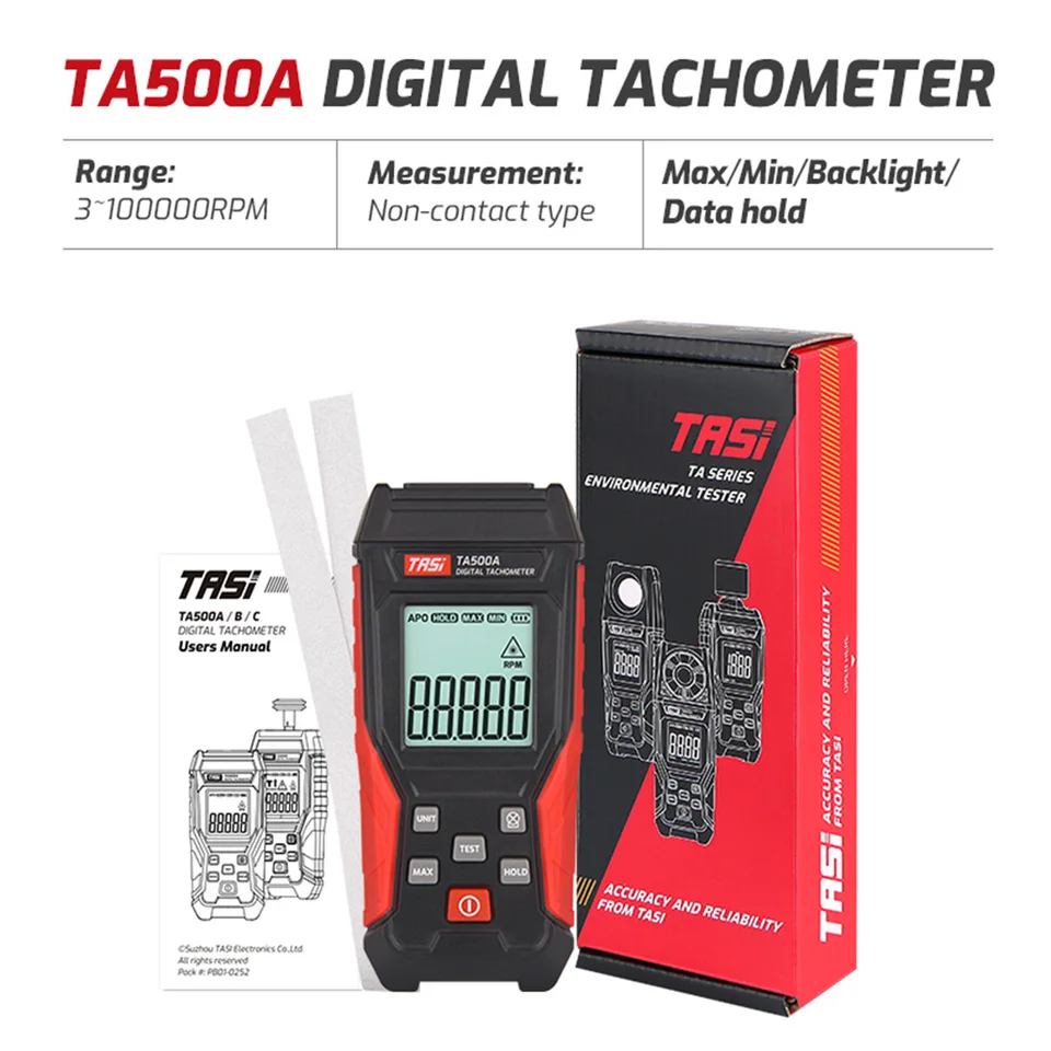 A500C Digitálny laserový tachometer 3 ~ 100 000 ot./min. Rang RPM Meter 2-v-1 Kontaktný/bezkontaktný Tacometro podsvietený jednotka Speedomet Speedomet