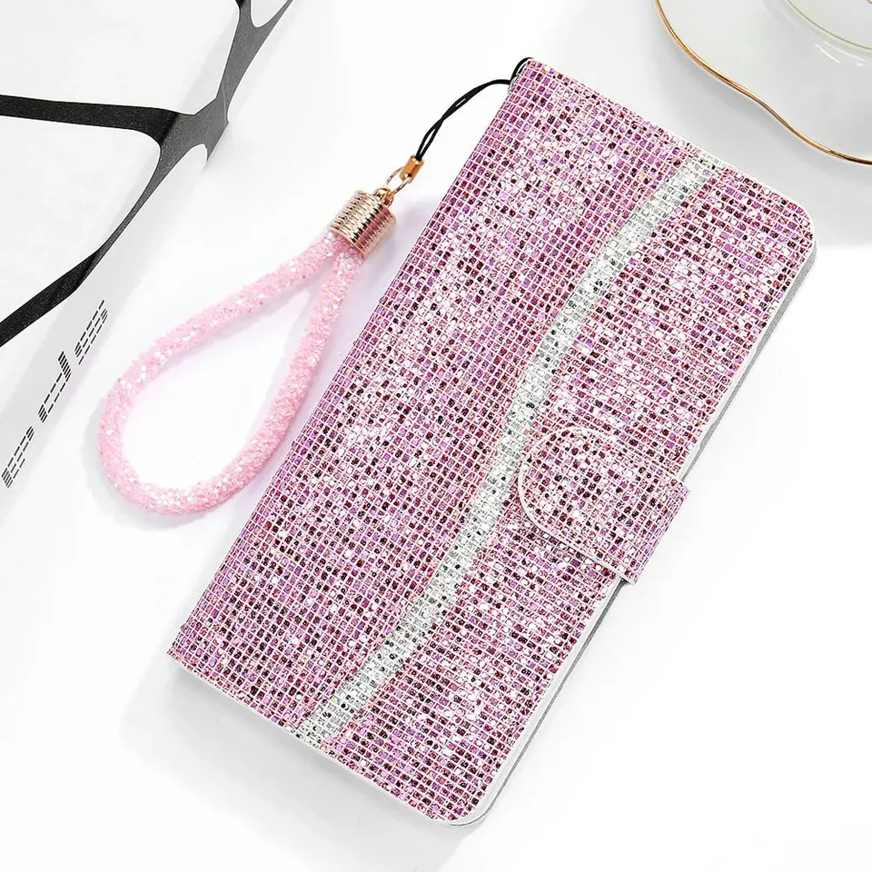 A55 A52S A35 A 53 54 34 5G Bling Flip Case Case Wallet Cover Cover Coque pre Samsung Galaxy A34 A53 A54 55 A24 A15 24 A14 A32