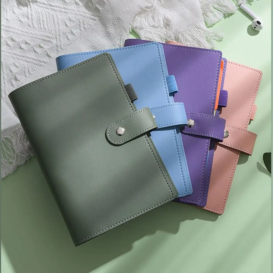 A6 A5 PU Leather Loose Leaf Notebook Cover Macaroon Color DIY Journal Planner Cover Cover 6 Ring Binder Notebook