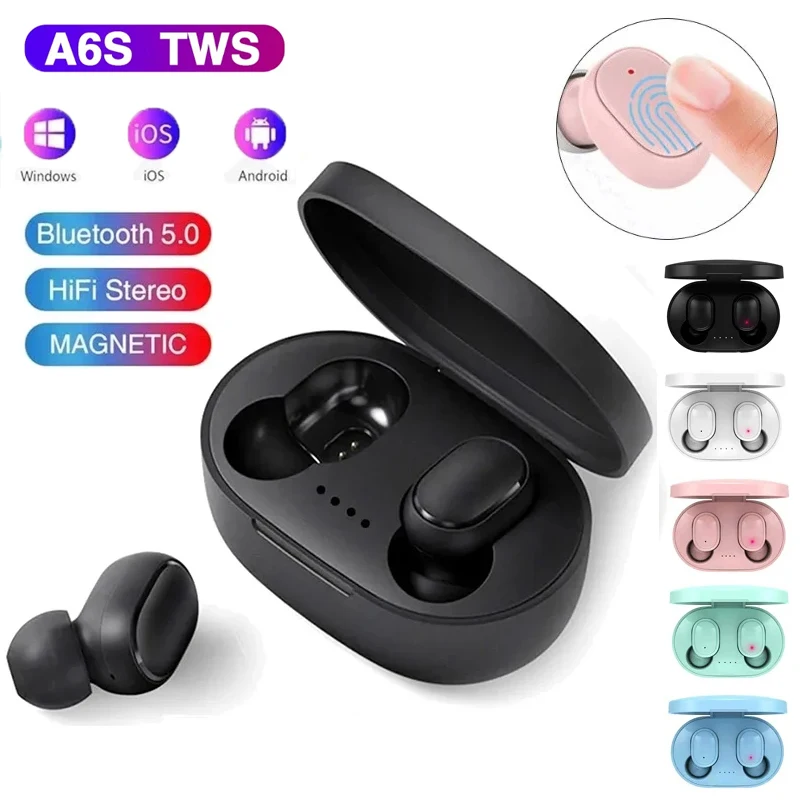 A6S TWS Wireless Bluetooth slúchadlá 5.0 slúchadlá športových slúchadiel slúchadiel s mikrofónom pre iPhone Samsung Huawei pre smartfóny buniek