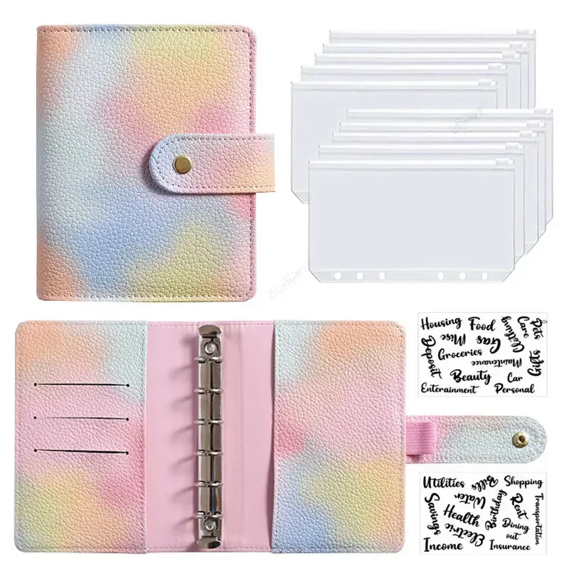 A7 Binder Degart PU kožené zipsové peniaze na úsporu obálky Flip Plánovač notebook Cover Cover Folder Agenda Organizátor