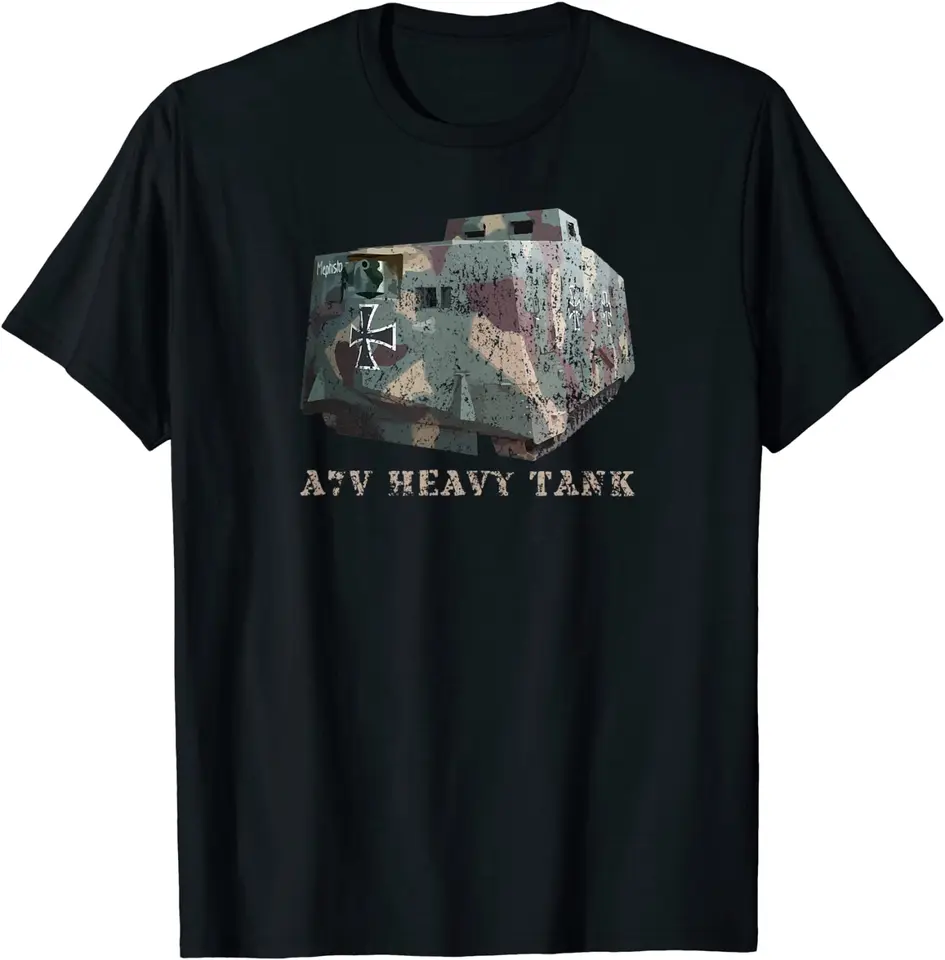 A7V Heavy Tank Nemecká svetová vojna 1 Prvý tank mužov Tričko s krátkym rukávom Príležitostné 100% bavlnené letné tričko