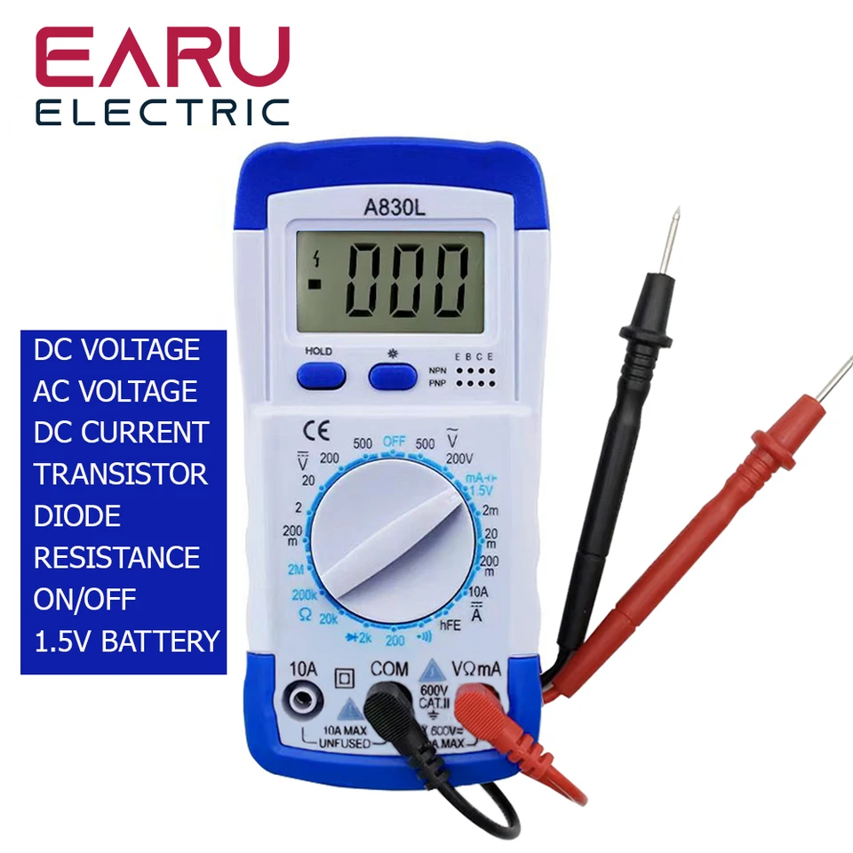 A830L LCD digitálny multimeterový prúd jednosmerného napätia diódy Freguency Volt Tester Test prúdového prúdu Voltmeter Ammeter merací náradie