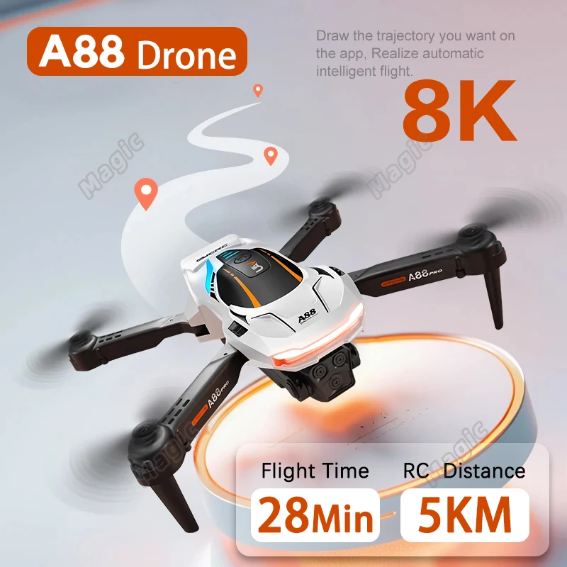 A88 MINI DRONE 8K DUAL COMERACION HIGHINGIONICE Profesionálne letecké fotografovanie GPS prekážky Prekážky Quadcopter RC Security Dron