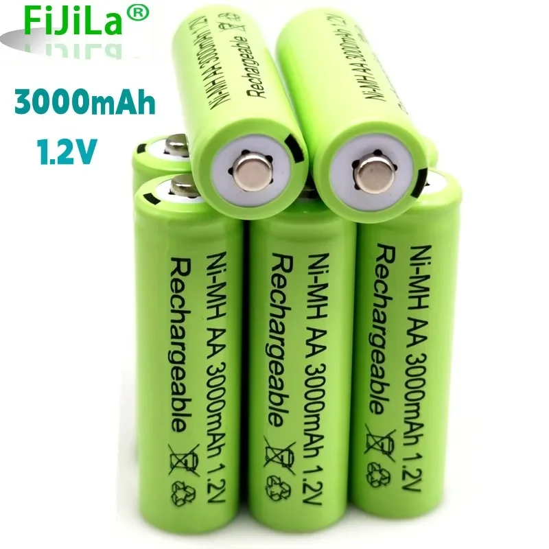 AA 1,2V 3000 mAh NIMH 1,2 V Nabíjateľné batérie zelená batéria záhradná solárna lampa LED baterka Lastlová lampa Torch