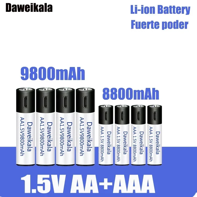 AA+AAA USB Nabíjateľná batéria AA 1,5V9800MAH/AAA 8800 mAh hračky lítium-iónovej batérie hodinky MP3 Player Tepmeter