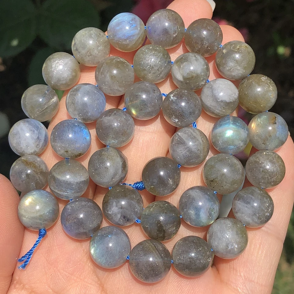 AAA Natural Grey Labradorit Stone Práľby Round Loose Spacer Pirálky pre šperky na výrobu náramku na náramok Moonstone DIY Náramok
