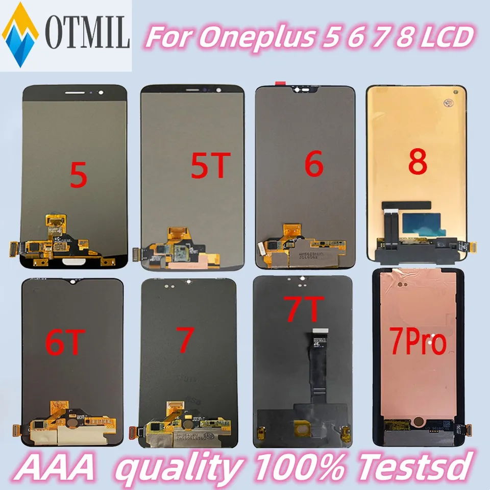 AAAA ++++ AMOLED pre ONEPLUS 5 LCD 5T 6T 7T 7T 7PRO 7T PRO 8PRO 9R 9PRO LCD DISPLATB DISPLOW SCREE SUPTION pre OnePLUS 6 DISPITS