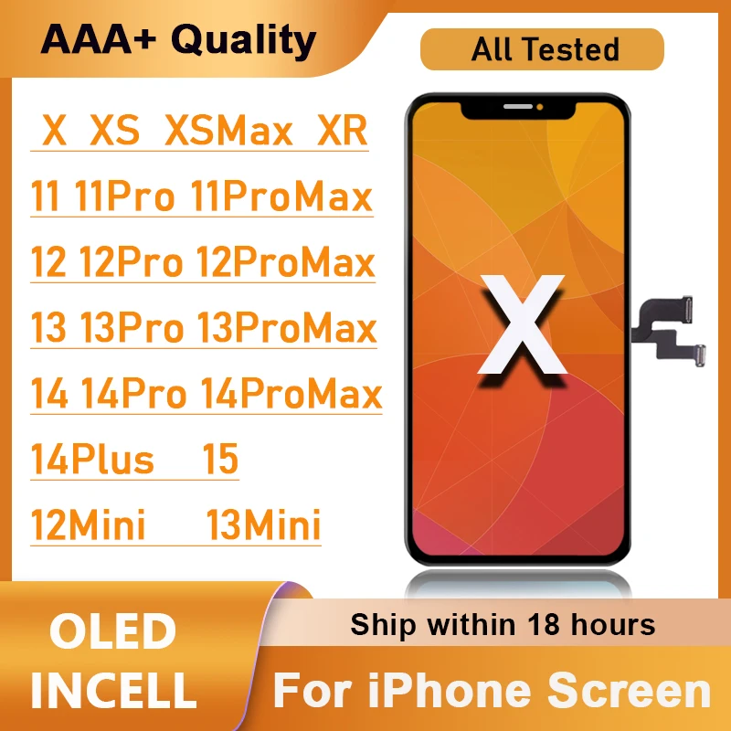 AAAA ++++ OLED pre iPhone x xr xs Max LCD Incell pre iPhone 11 12 Pro Max 13 Mini 14 Plus LCD Display Dis)