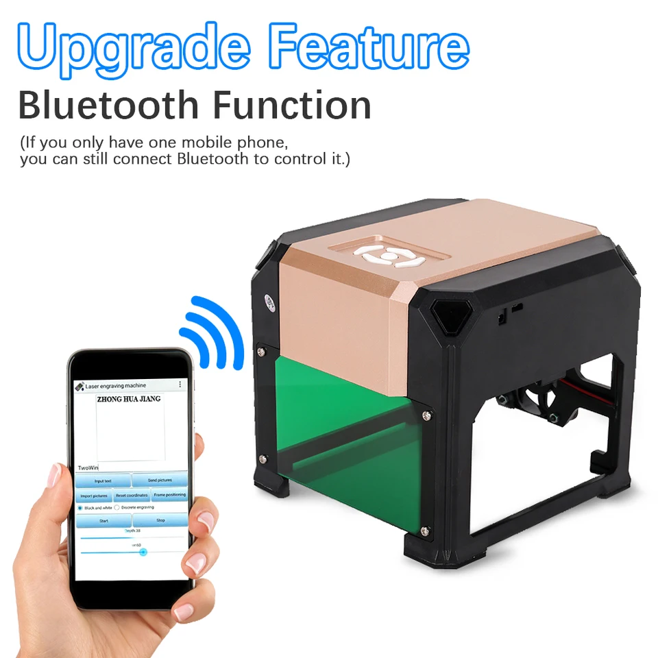 Aapollo CNC laserový ryšík K4 Pro Woodworking Mark Mini 3000MW s bluetooth laserovým gravírovaním pre drevené plasty
