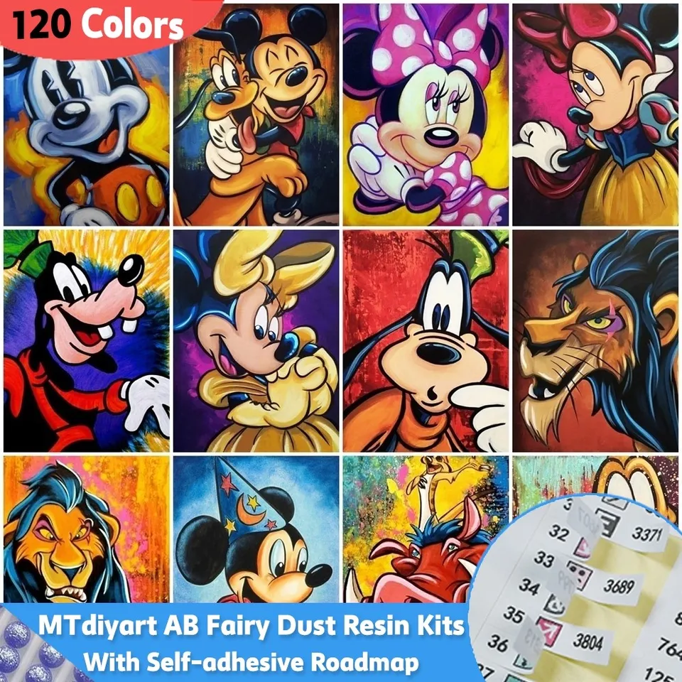 AB 120 farebná živici diamant maľba s nálepkou Mickey Mouse Fairy Prach Disney Cartoon Mosaic Minnie Kit vyšíva