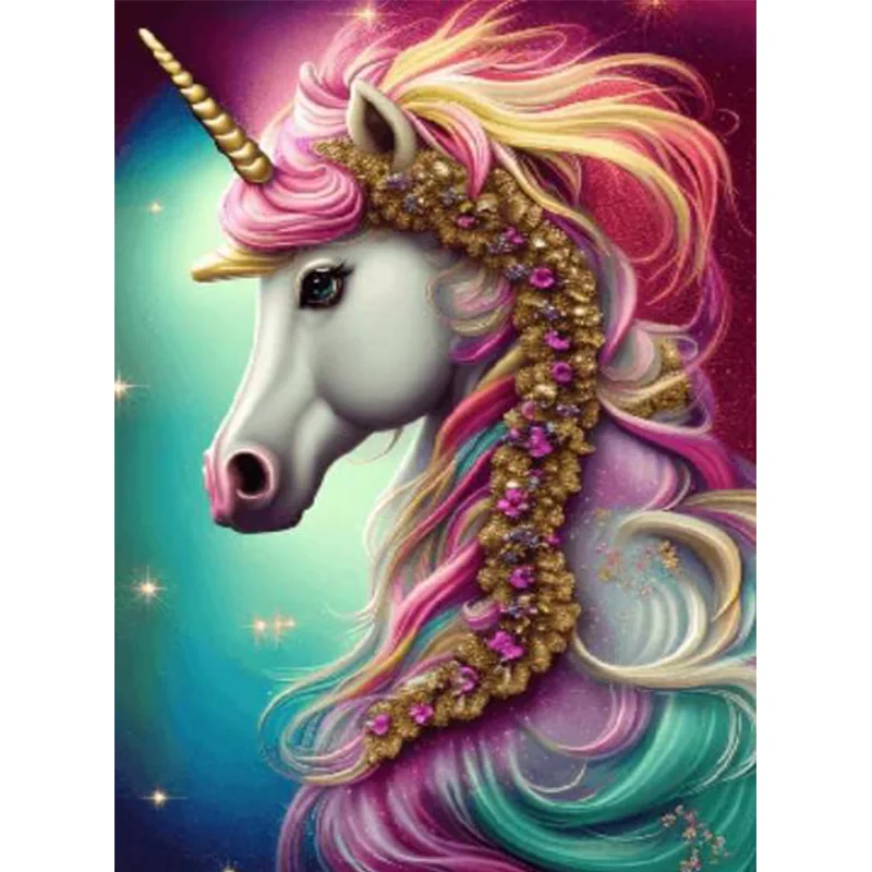 AB Diamond Cross Stitch Maľované dúhové jednorožce 5d