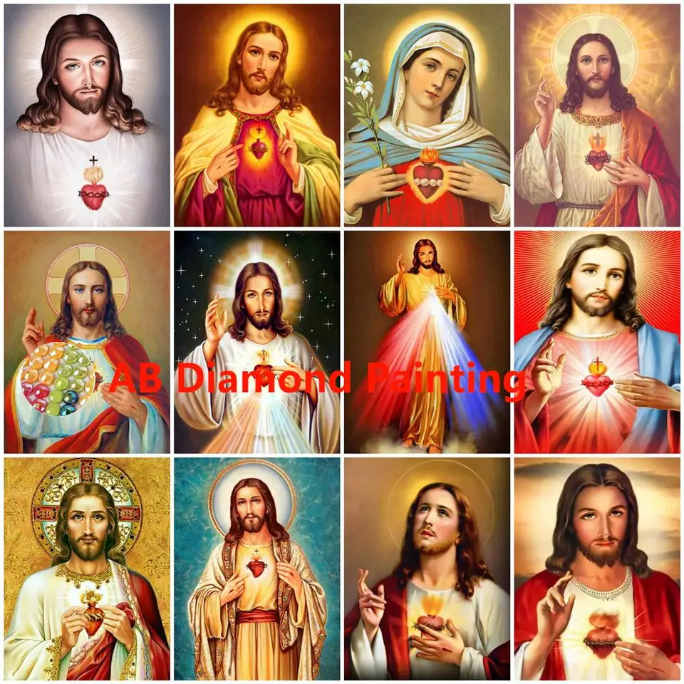 AB Diamond Painting 5d Ježiš Full Square/Round Mosaic Heart Výšivky náboženstvo Hobby a vyšívanie Domovod