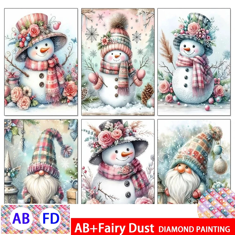 Ab Fairy Diamond Diamond Painting Vianočný snehuliak Nová zbierka 2024 Plná diamantová mozaika 5D DIY krížové stehy súpravy Art Home Decor