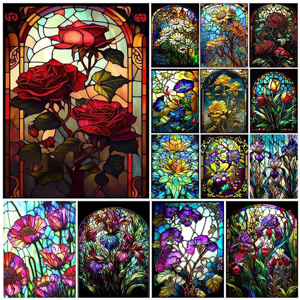 AB Fairy Dust 2024 Nová séria Diamond Painting farebné sklo kvet art