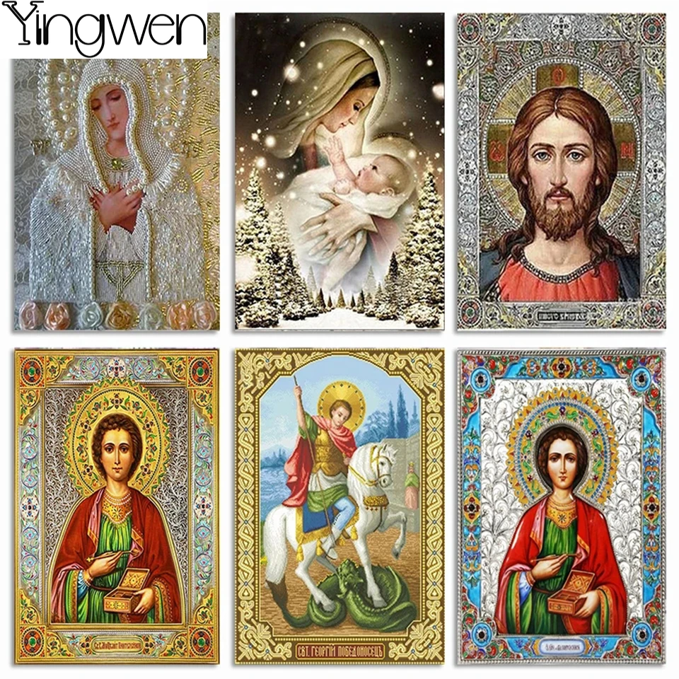 Ab Fairy Dust 5D Diamond Painting Náboženstvo Virgin Malia Shinestone výšivka ikona mozaika