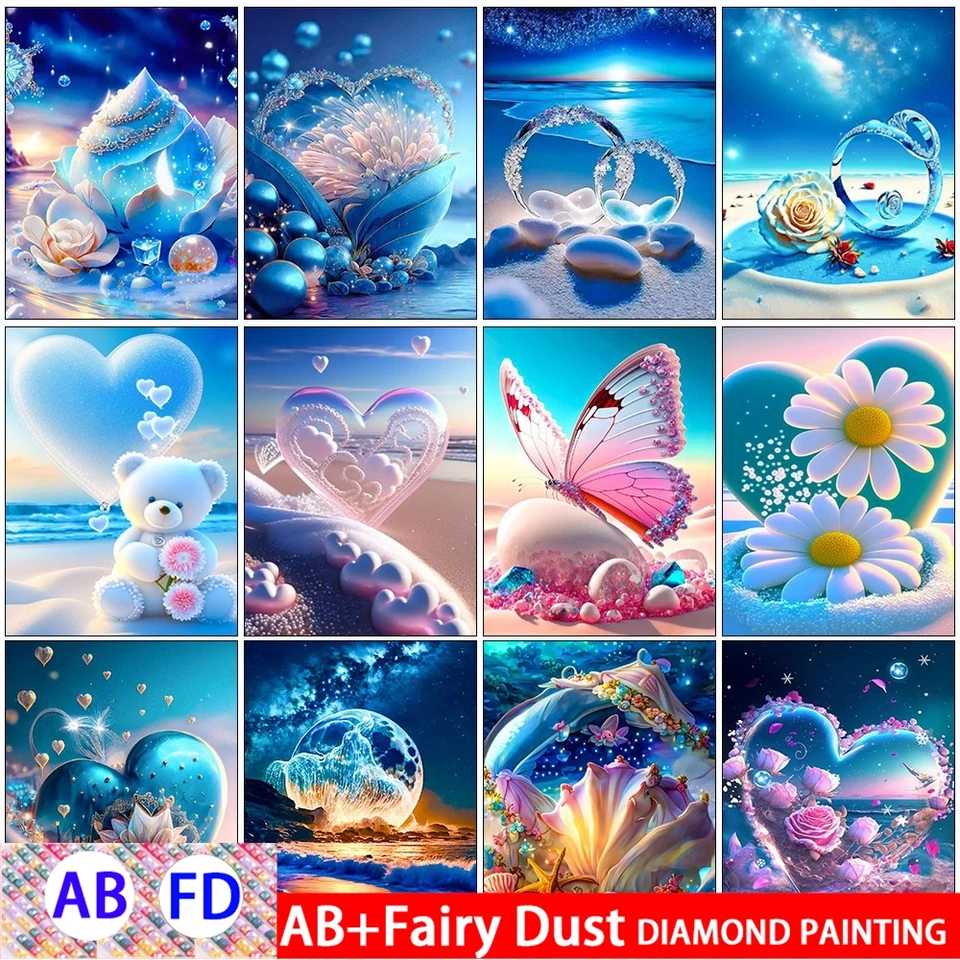AB Fairy Dust 5D DIY Seaside Landscape Diamond Painting Shell Beach Full Diamond Mosaic Art výšivku