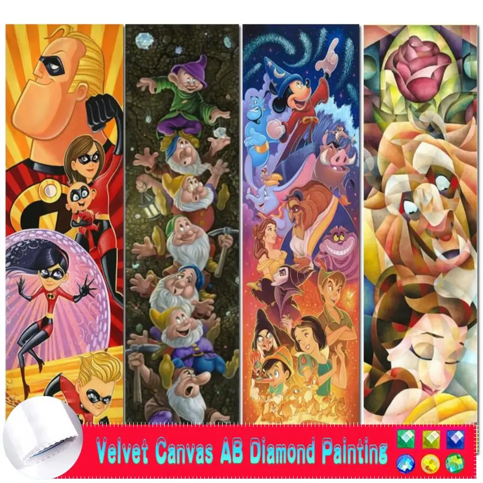 AB Velvet Canva Diamond Painting Disney Nový príchod 2023 Diamond Art Beauty and Beast Mickey Mouse trpasličí výšivky