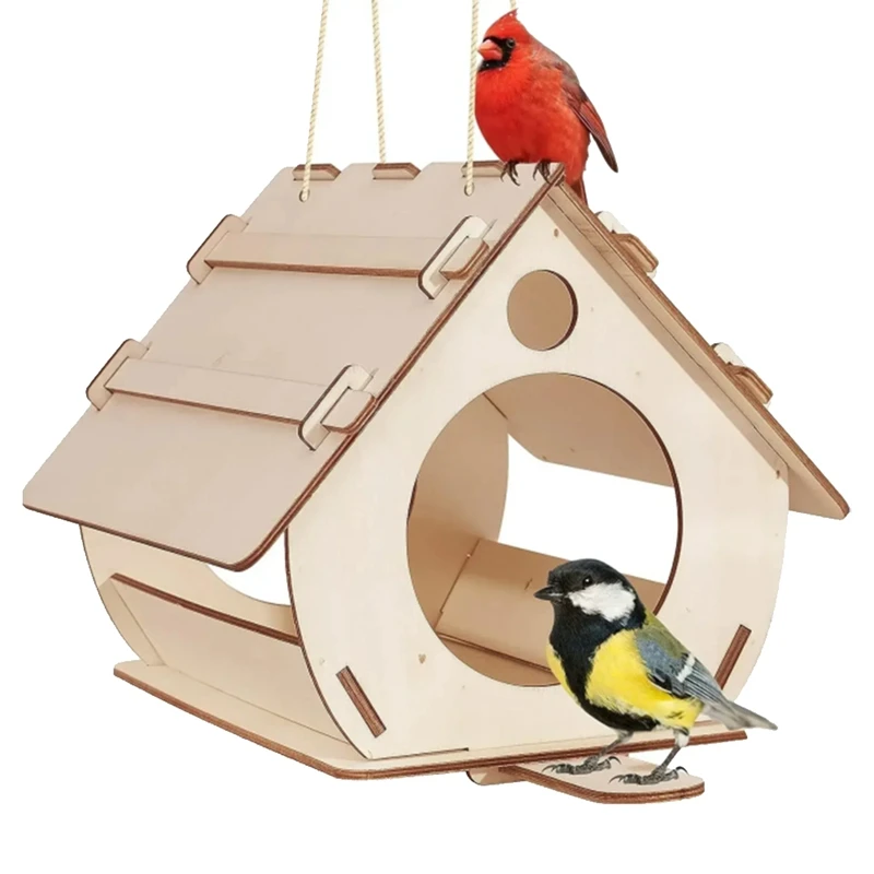 AB38 zaisťuje kŕmenie vtákov DIY Zostavené záhradné dekorácie vonkajšie vnútorné vtáčie klietky Záhrada prívesok vták Bird House
