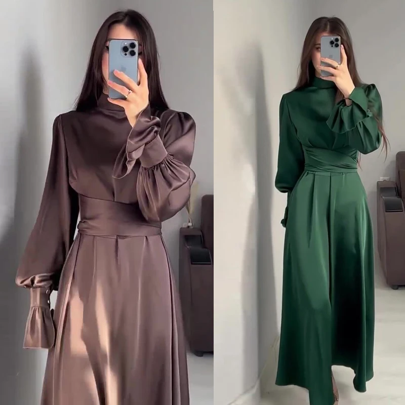 Abaya dubaj morčacie moslimské móda voľné šaty kaftan islam oblečenie saténové maxi šaty pre ženy