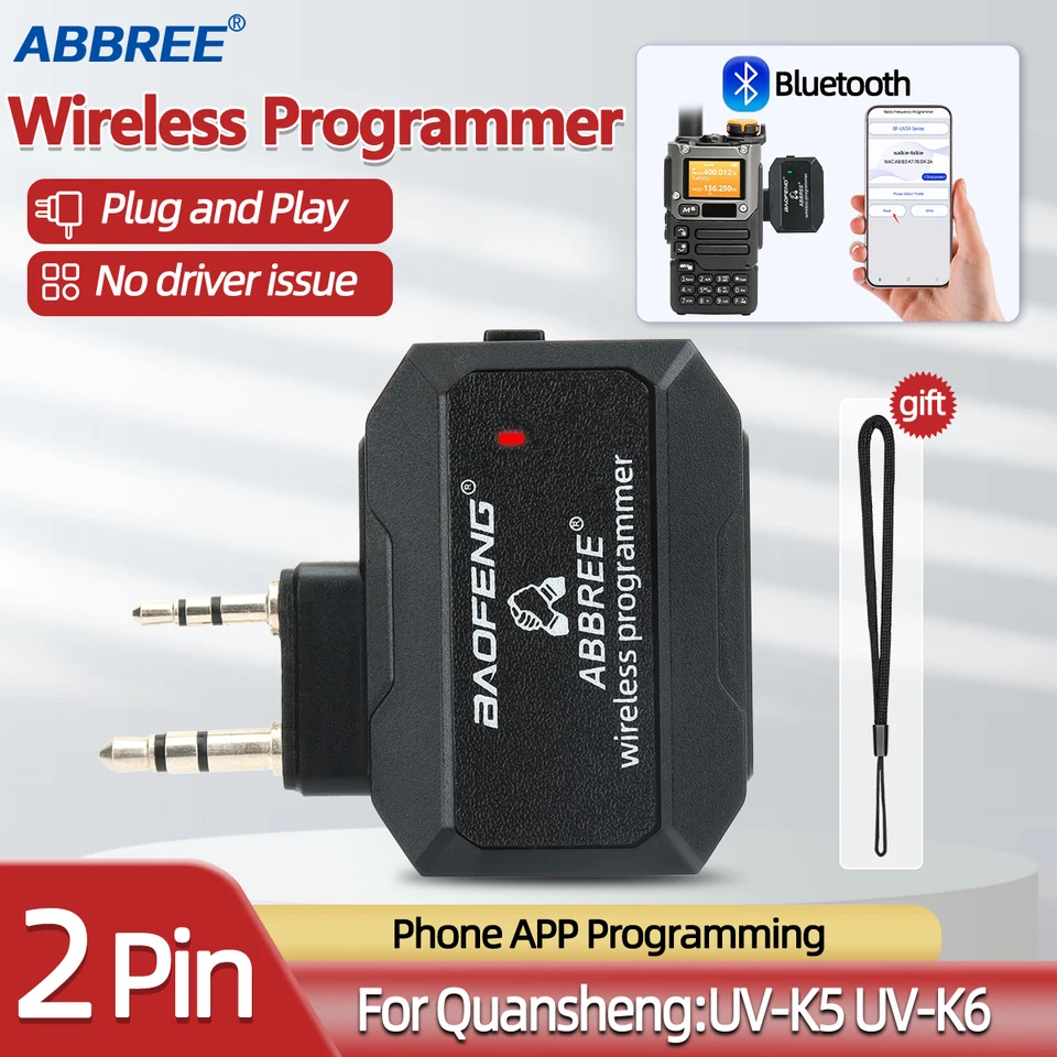 Abbree Bluetooth Wireless Programmer Phone Programming Programovanie pre Baofeng UV-5R UV-5RH BF-888S Walkie Talkie Quansheng UV-K5 UV-K6