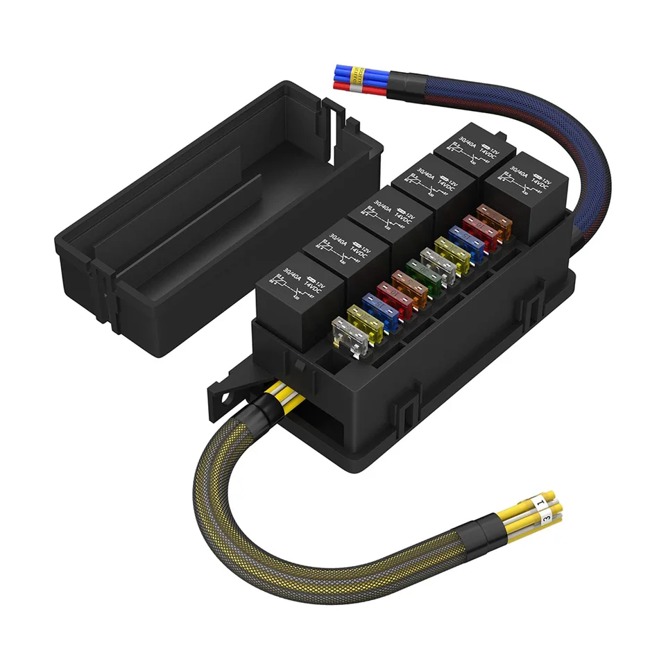 ABILKEEN PREDPRAVENÉ POTREBNÉ RELE RELE RELE RELE BOX 11 Circuit Act/ATO Poistku Blacd+6 port 12v/24v 40A relé Univerzálne relé poisťovacia skrinka pre nákladné auto RV