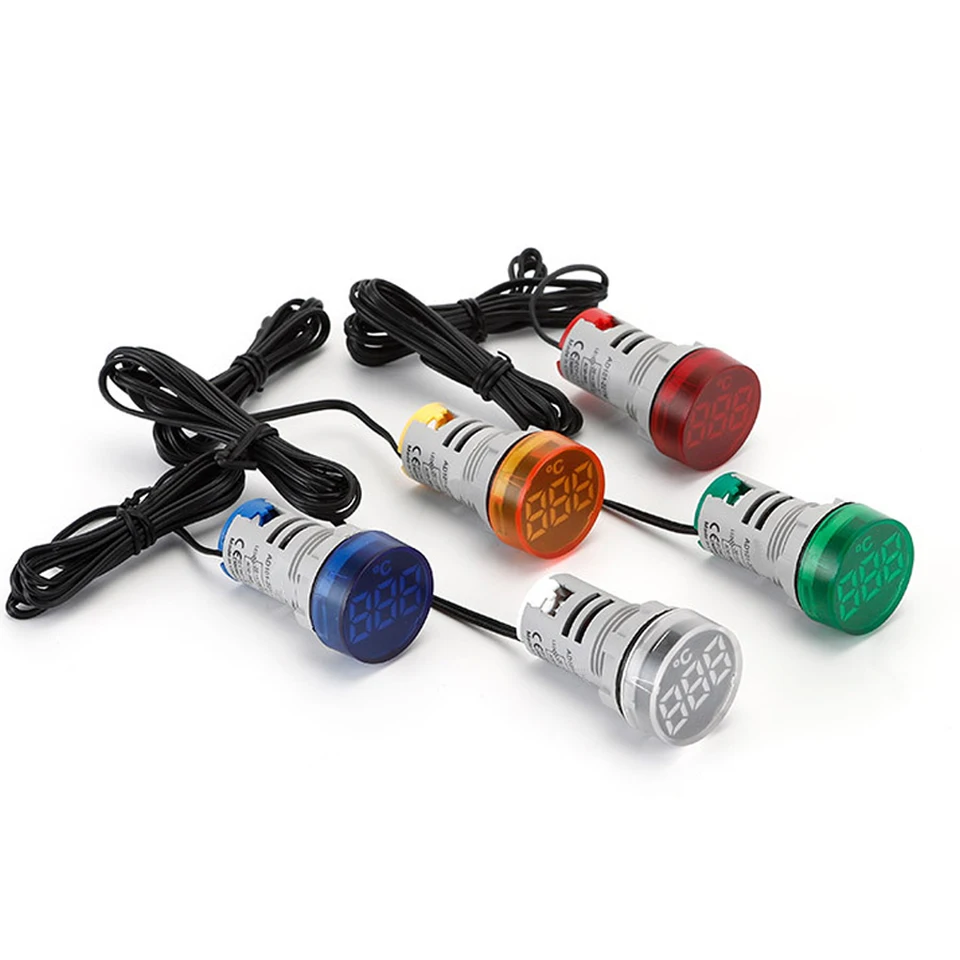 Abilkeen vysokokvalitný indikátor LED signálu LIGHT 30 mm okrúhly digitálny displej Priemyselný teplomer -20 ℃ ~ 199 ℃