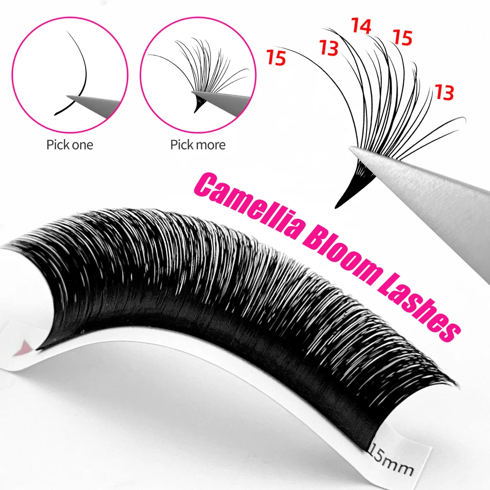 Abonnie Cashmere Camellia Rýchly ventilátor kvitnúce jednotlivé riasy Easy ventilátory predlžovanie predlžovania falošných kvitnúcich objemov rias