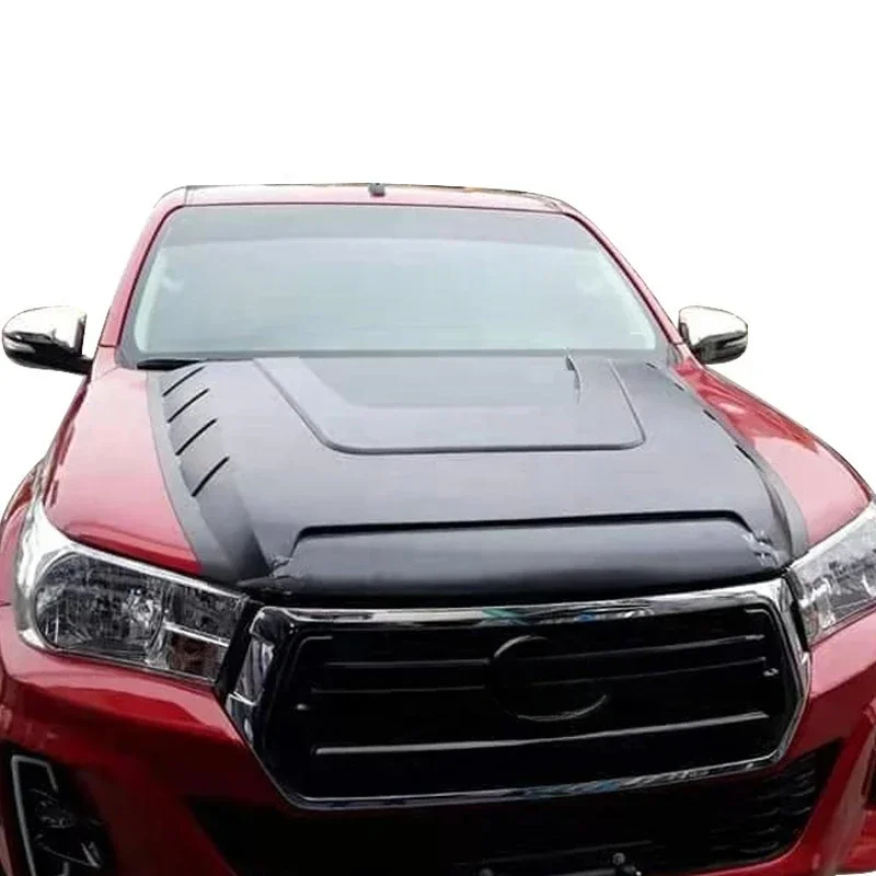 ABS Black Bonnet Scoops Hood Full Cover Accessories for Toyota Hilux Rocco 2018 2019