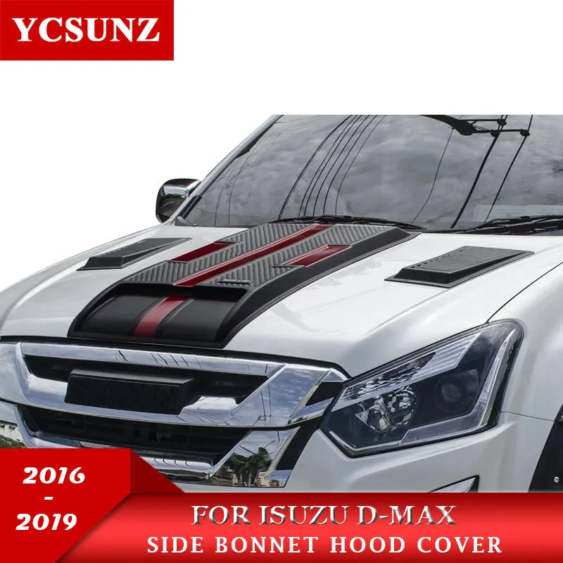 ABS Black Red Red Bonnet Scoop Cover pre Isuzu D-Max Dmax 2016 2017 2018 2018 2019 Dvojitá kabína Kanceové príslušenstvo Ycsunz
