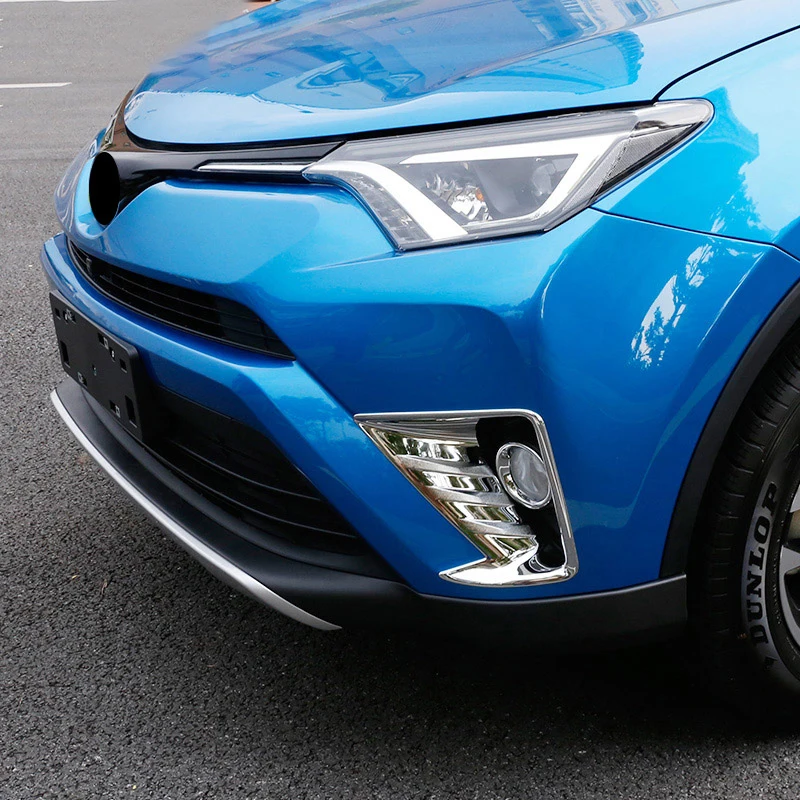 ABS Chrome Fred Fog Light Head Lamp Cover Tink Shell Rám pre Toyota RAV4 2017 2018 DEKORATÍVNE DOPRAVY Chrómový štýl