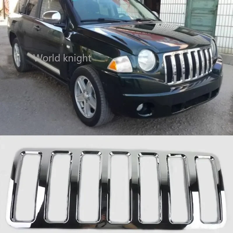 ABS Chromium Front Grille Mesh vložka Striebro pre Jeep Compass 2005 2006 2007 2008 2009 2010