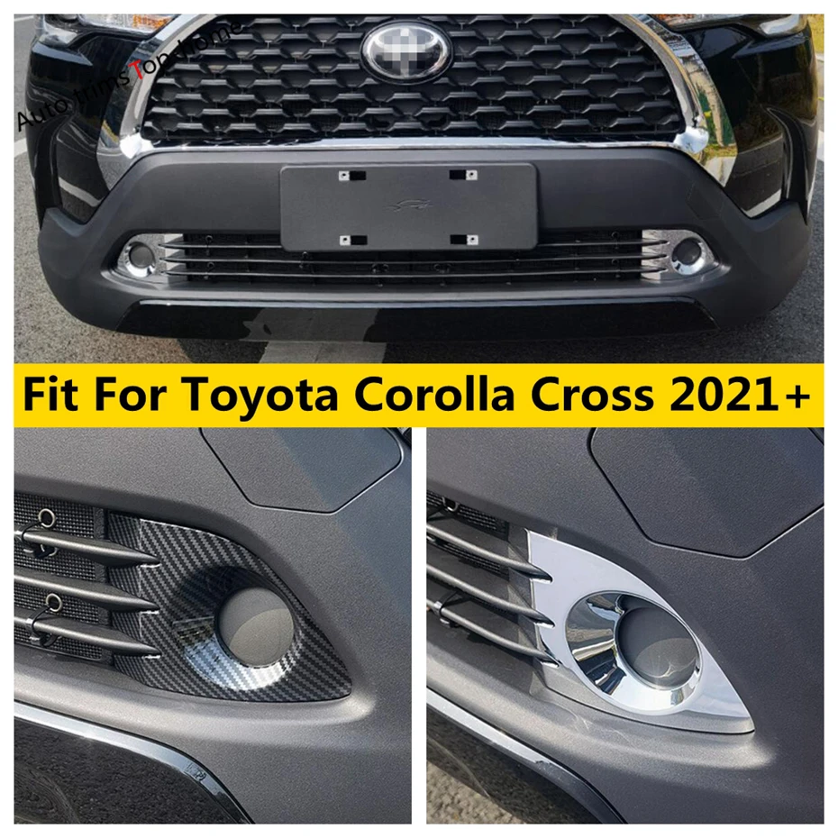 ABS Chrómové uhlíkové vlákno prednú hlavu FOG Hmlová svetlo lampa DECORD RÁMKA ORISKA PRE TOYOTA COROLLA CROSS 2021 - 2024