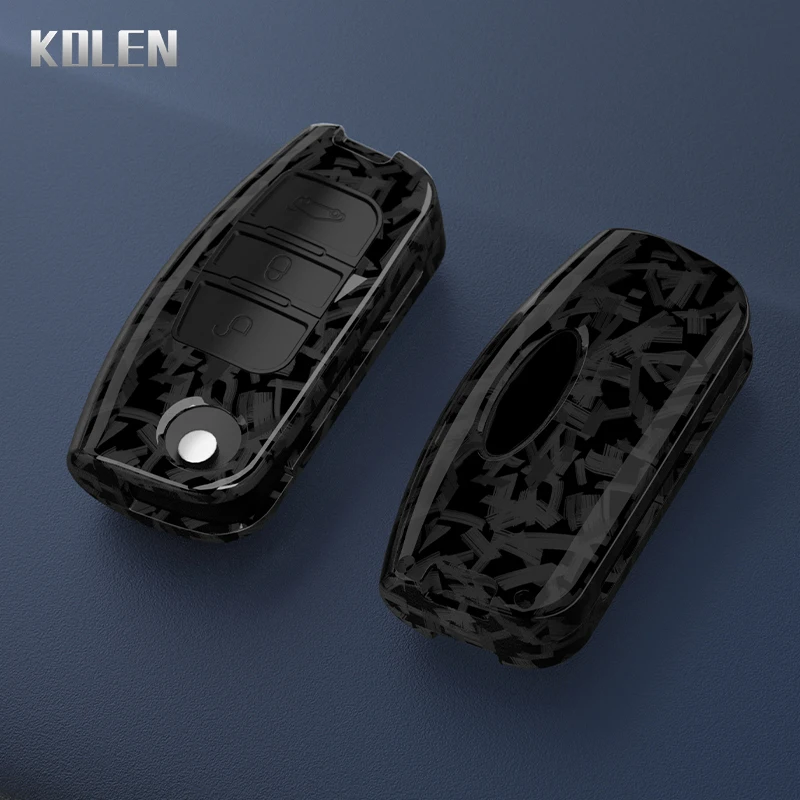 ABS Kľúčové puzdro na kľúče z uhlíkových vlákien pre Ford Fiesta Focus 2 EcoSport Kuga Escape Falcon Territory B-Max C-Max Galaxy Accessories