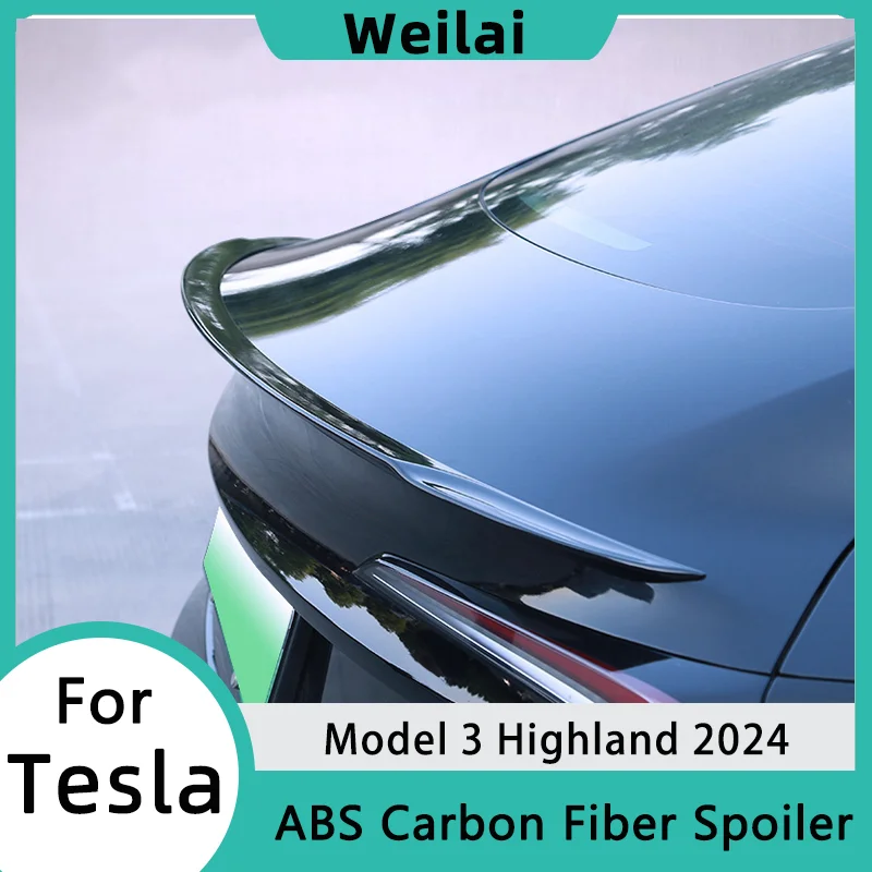 ABS SPOILER Uhlíkové vlákno pre Tesla Model 3 Highland 2024 Kmeň Trunk Tail Wing Originálne vysokovýkonné auto exteriérové ​​príslušenstvo