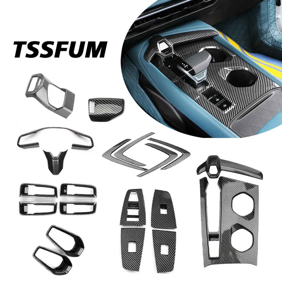 ABS uhlíkové vlákno interiérová súprava Dashboard Center Console Shift Panel Panel Tinkery pre nálepky pre mg mg 7 trofej+ 2023 2024 2025