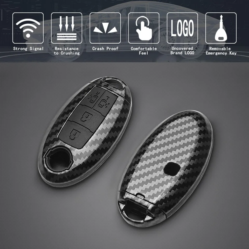 ABS uhlíkové vlákno Patter case case case prispôsobenie pre Nissan JDM E51 Elgrand 2005-2011 4 Tlačidlá Kľúčové príslušenstvo Kľúč