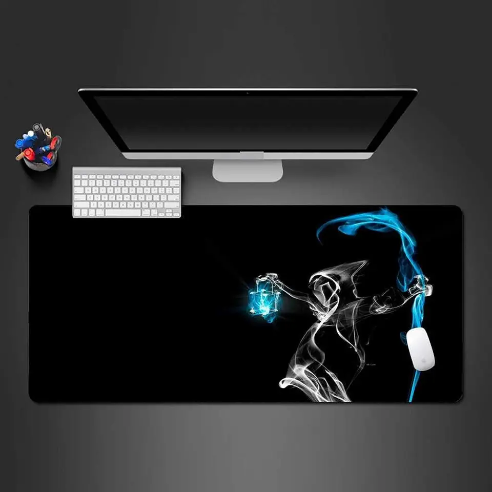 Abstrakt Blue Flame Skull Gaming Mouse podložka so šitými hrana