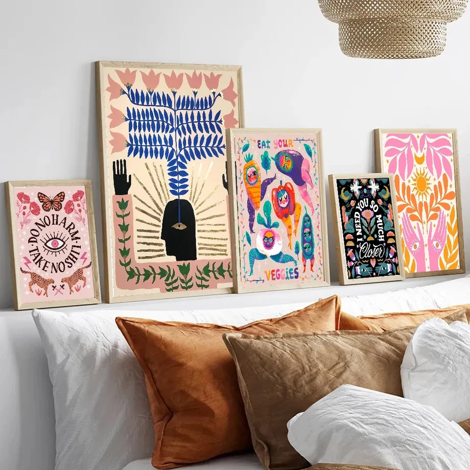 Abstrakt feministické farebné písmeno Art Classic Vintage Plagáty HD Kvalitné nástenné umenie retro plagáty pre domácu izbu stena dekorácie