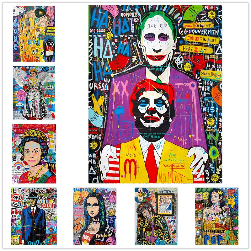 Abstrakt graffiti banksy figúrku portrét plagát maľba maľba komiks Pop Art Picture for Obýva