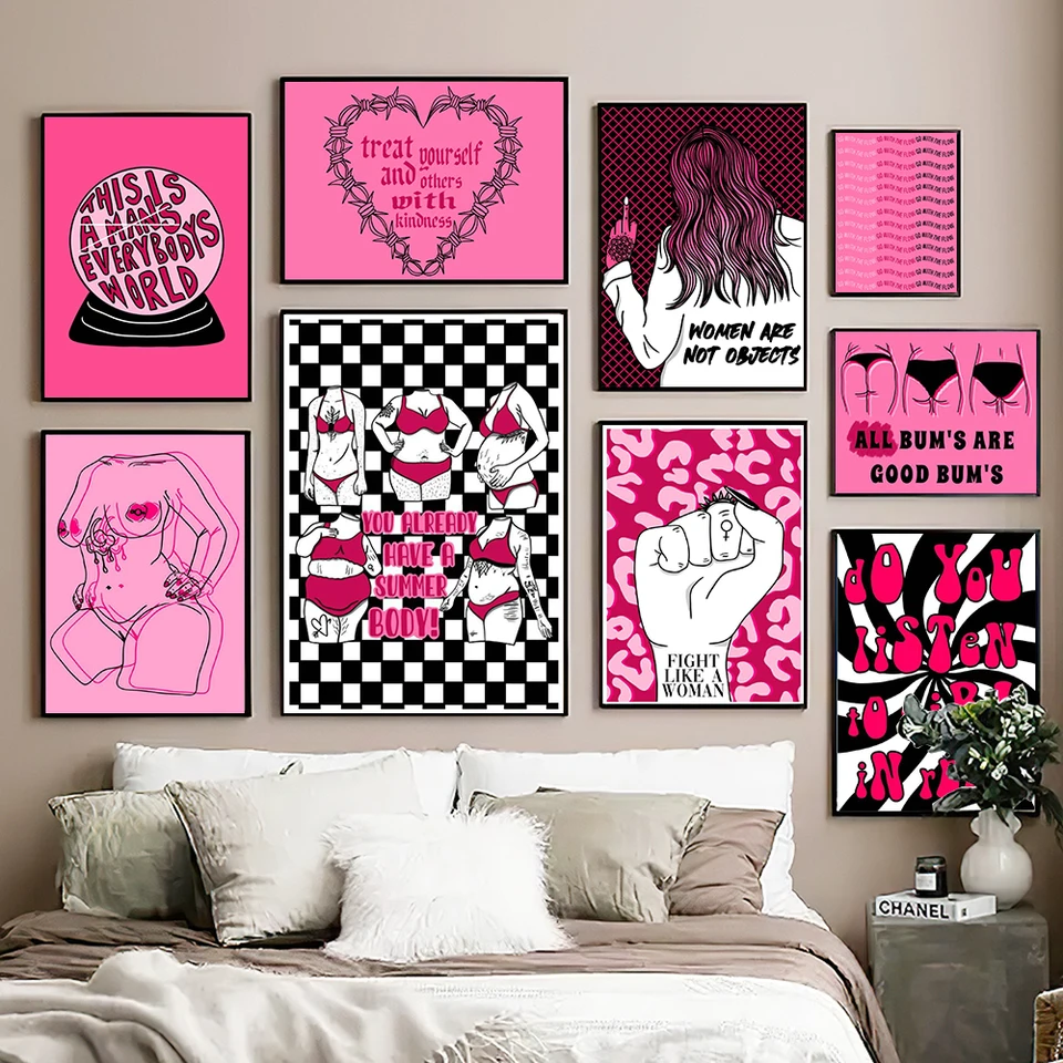 Abstrakt nahé dievča sexy hrudné plátno Painning Room Ruž