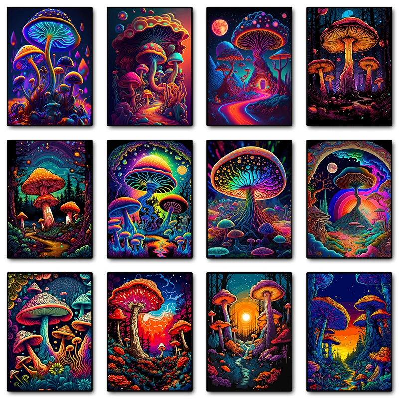 Abstrakt Príroda Psychedelic Trippy Huby plagáty a výtlačky plátno maľba nástenné umelecké obrázky pre obývaciu izbu domov dekor