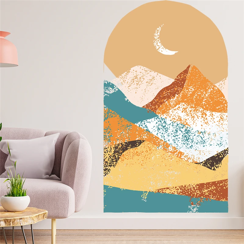 Abstrakt Sky Hill Moon Wall Stickers for Office Shop Home Decotion